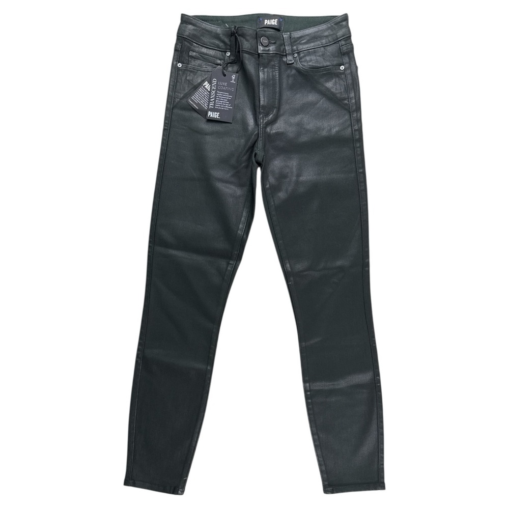 NWT PAIGE Hoxton Ankle Transcend Luxe Coated Skinny Jeans Emerald 25